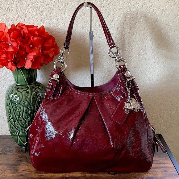 Coach Handbags - 🆕 Coach Maggie Mia Cranberry Patent Leather Hobo Bag